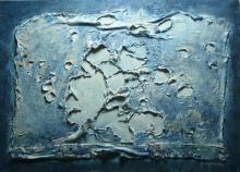 Smeltend Noordpoolijs 2016 acryl met katoen op karton 33x46cm